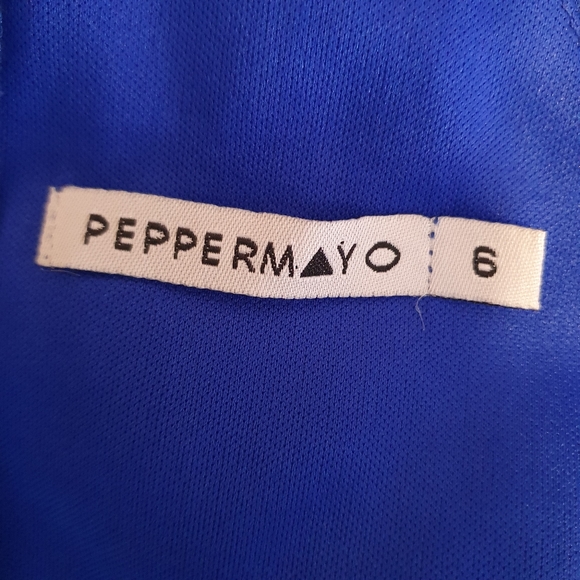 Peppermayo wrap dress gown mid draped Sze 6 cobalt blue strappy wedding cocktail - Picture 8 of 9